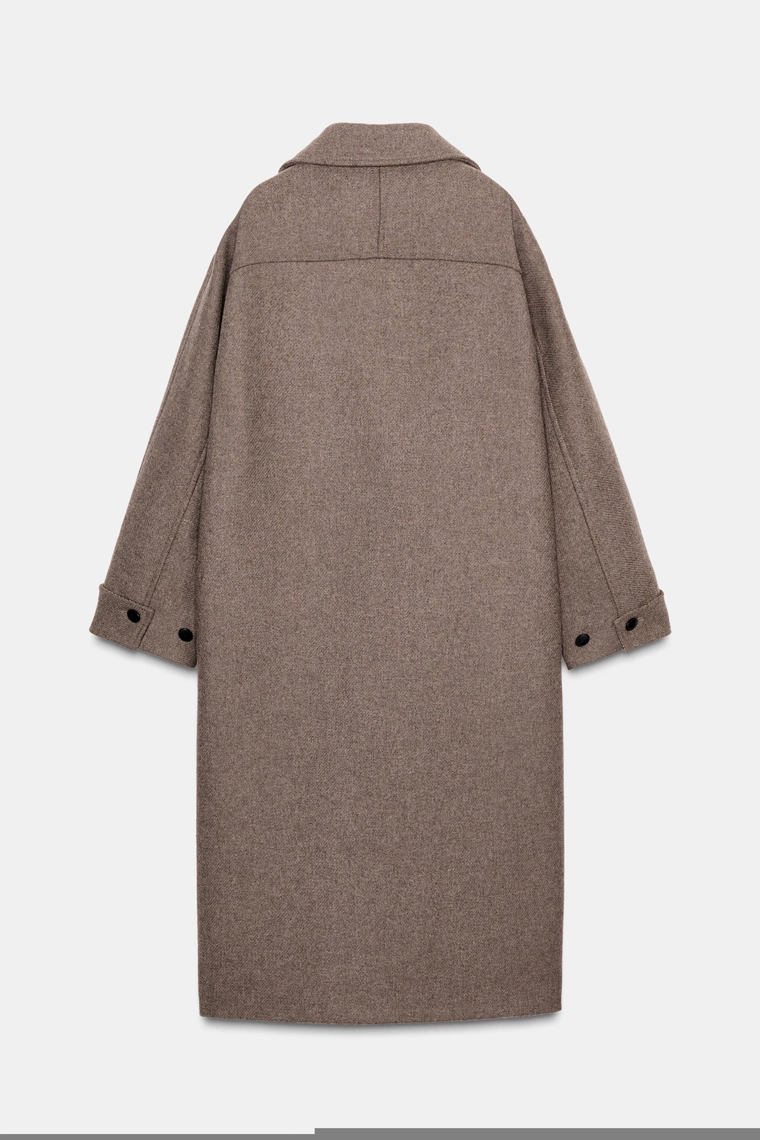 Пальто прямого кроя из шерсти с контрастными манжетами