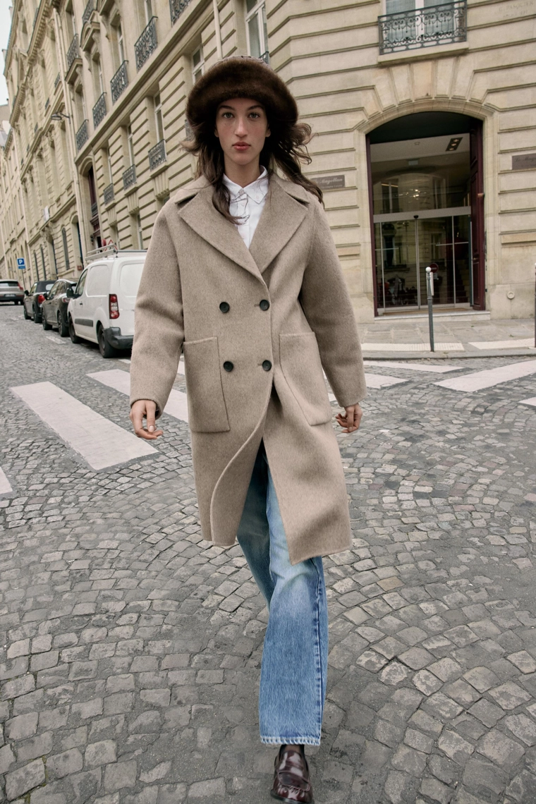 Пальто из шерстяной смеси с двубортной застежкой