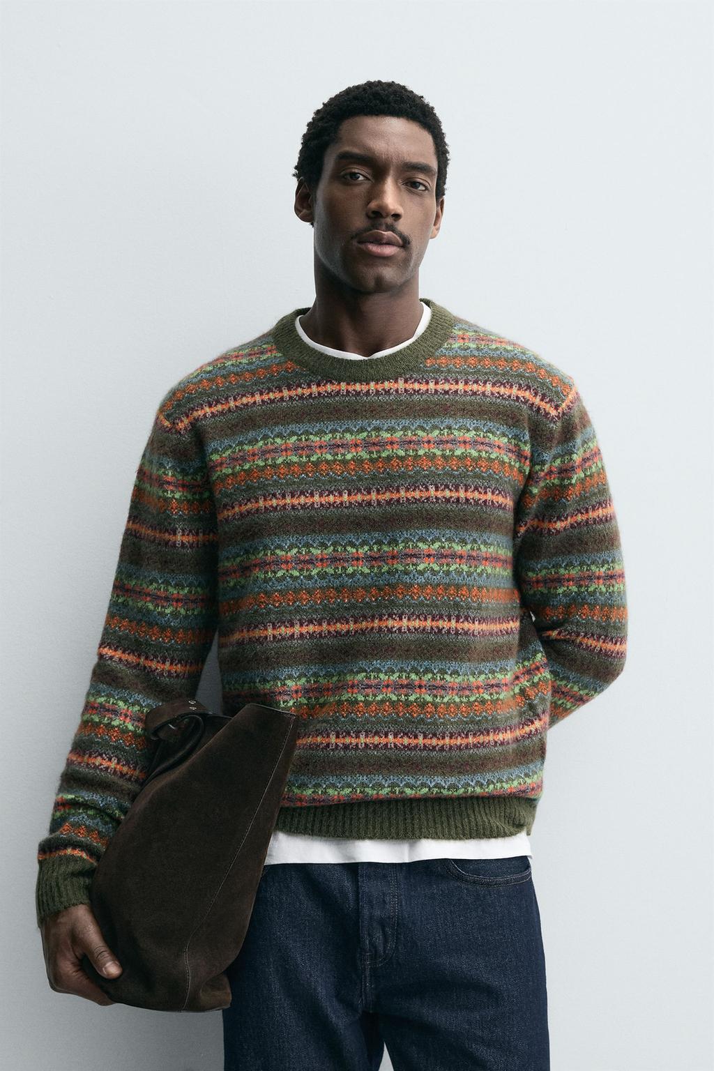 ЖАККАРДОВЫЙ СВИТЕР С ГЕОМЕТРИЧЕСКИМ УЗОРОМ