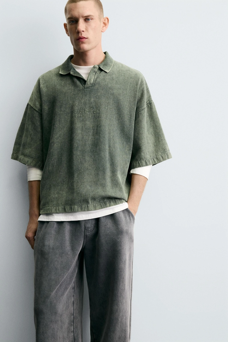 Поло с текстурой и эффектом потертости