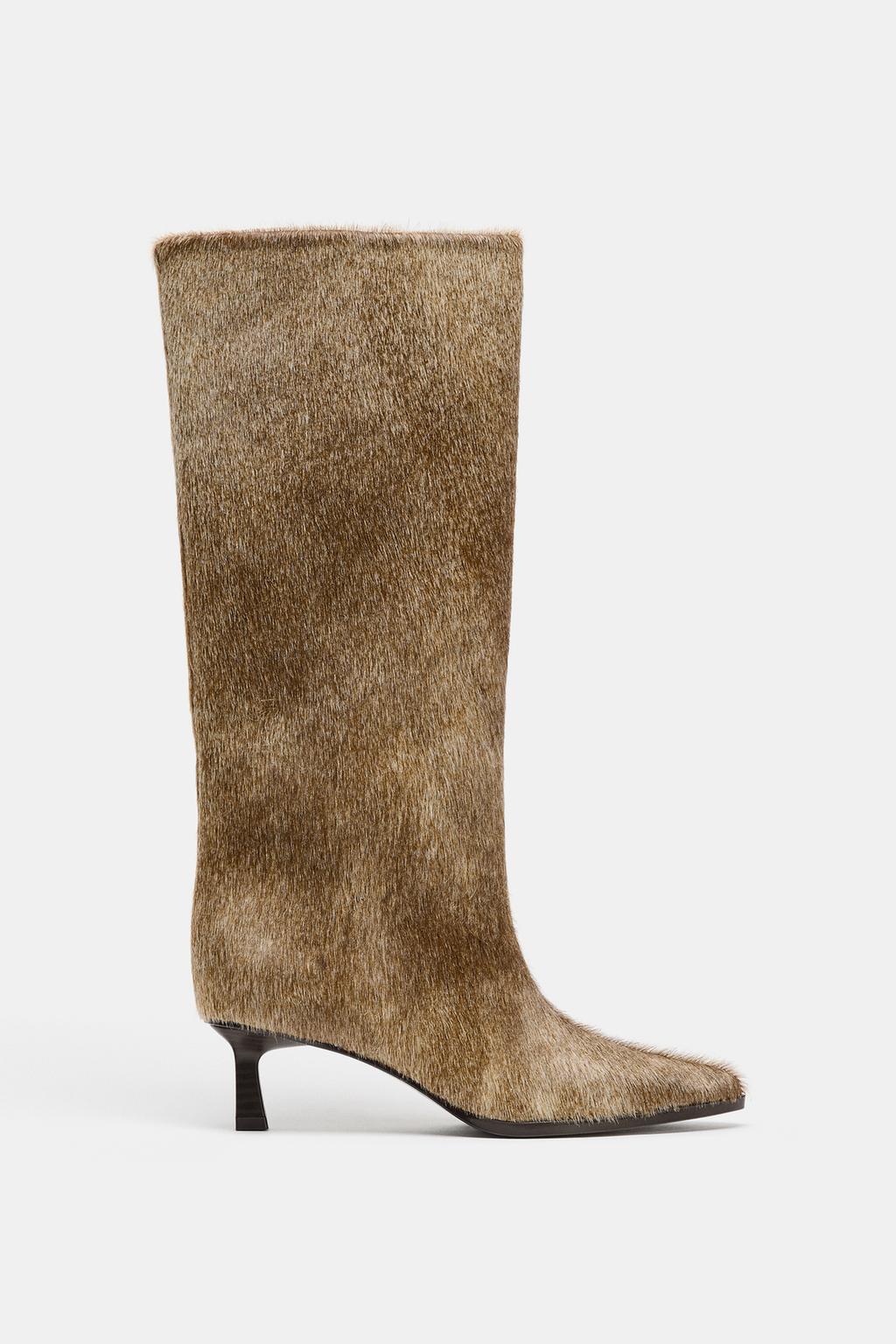 Кожаные ботильоны на каблуке котенка