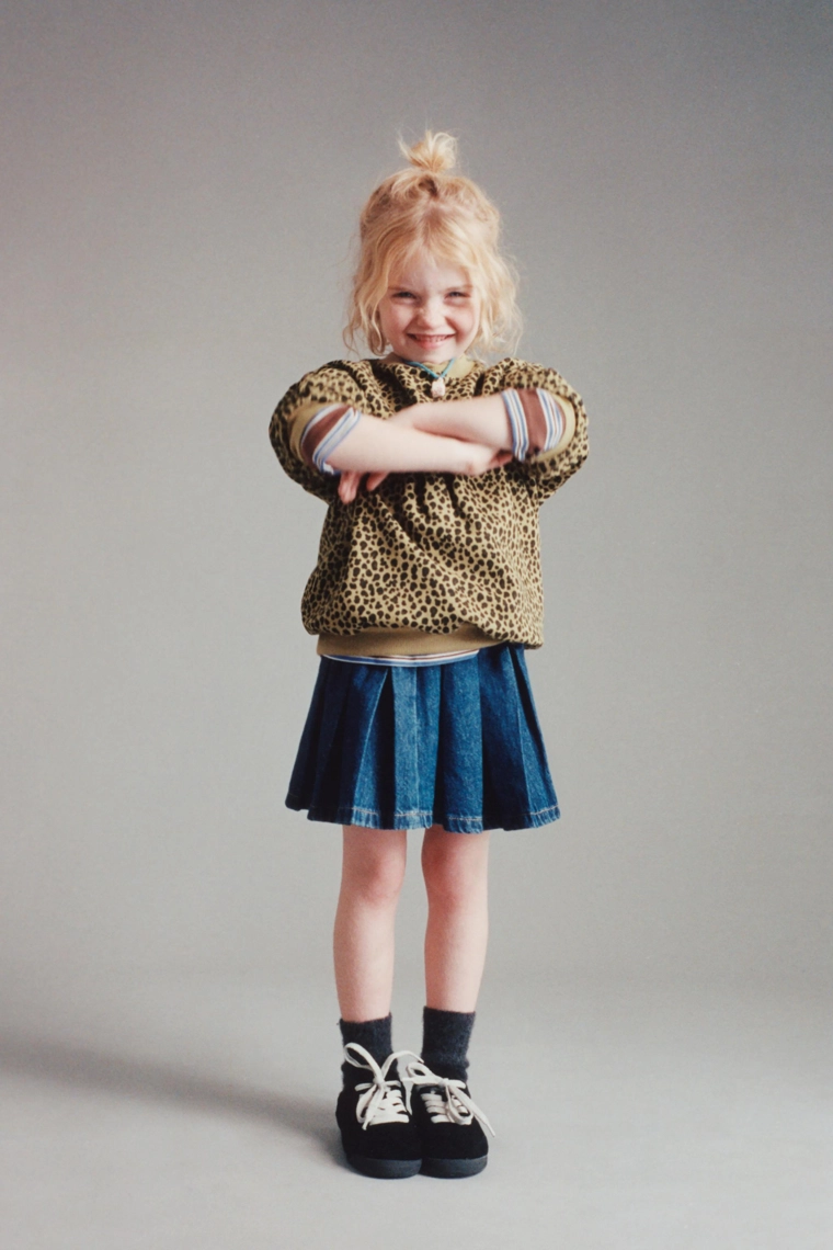 Джинсовая плиссированная юбка