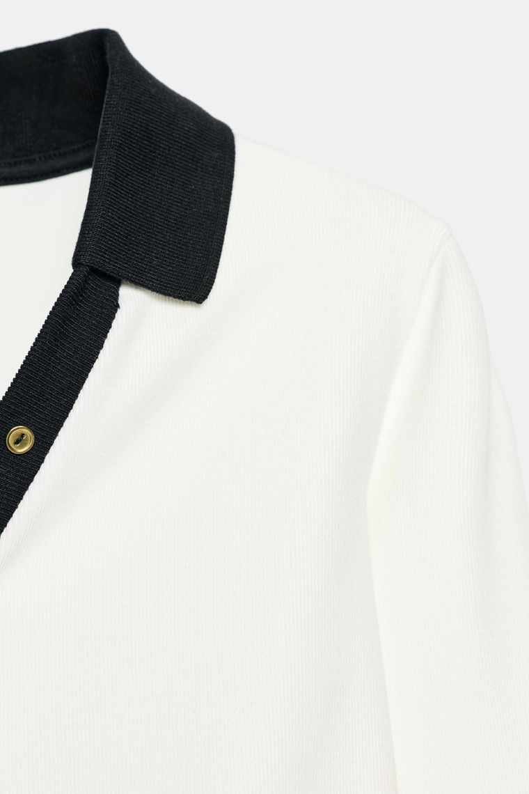 Поло-топ из контрастного интерлока