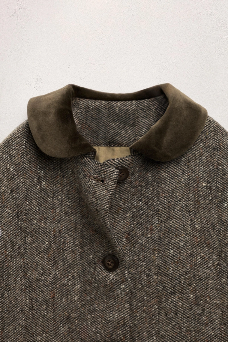 Пальто с бархатным воротничком-петерпен из шерсти - limited edition