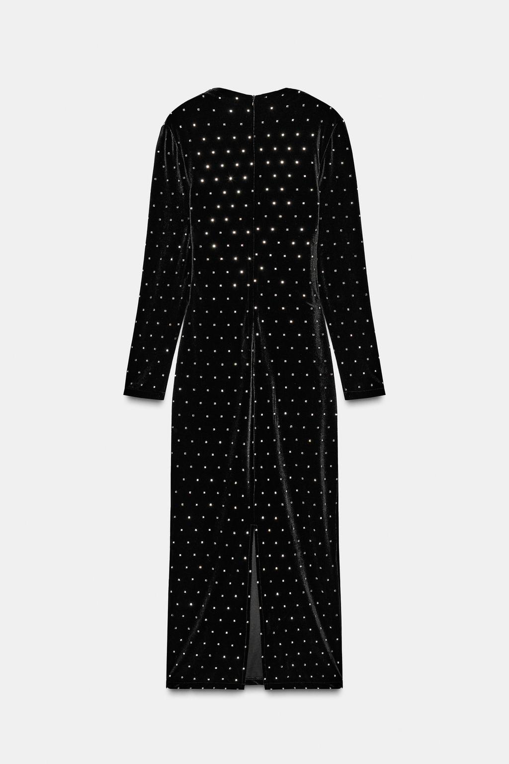 БАРХАТНОЕ ПЛАТЬЕ МИДИ С БЛЕСТКАМИ