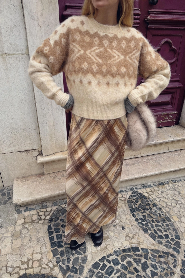 Джемпер из жакардового трикотажа с эффектом меха