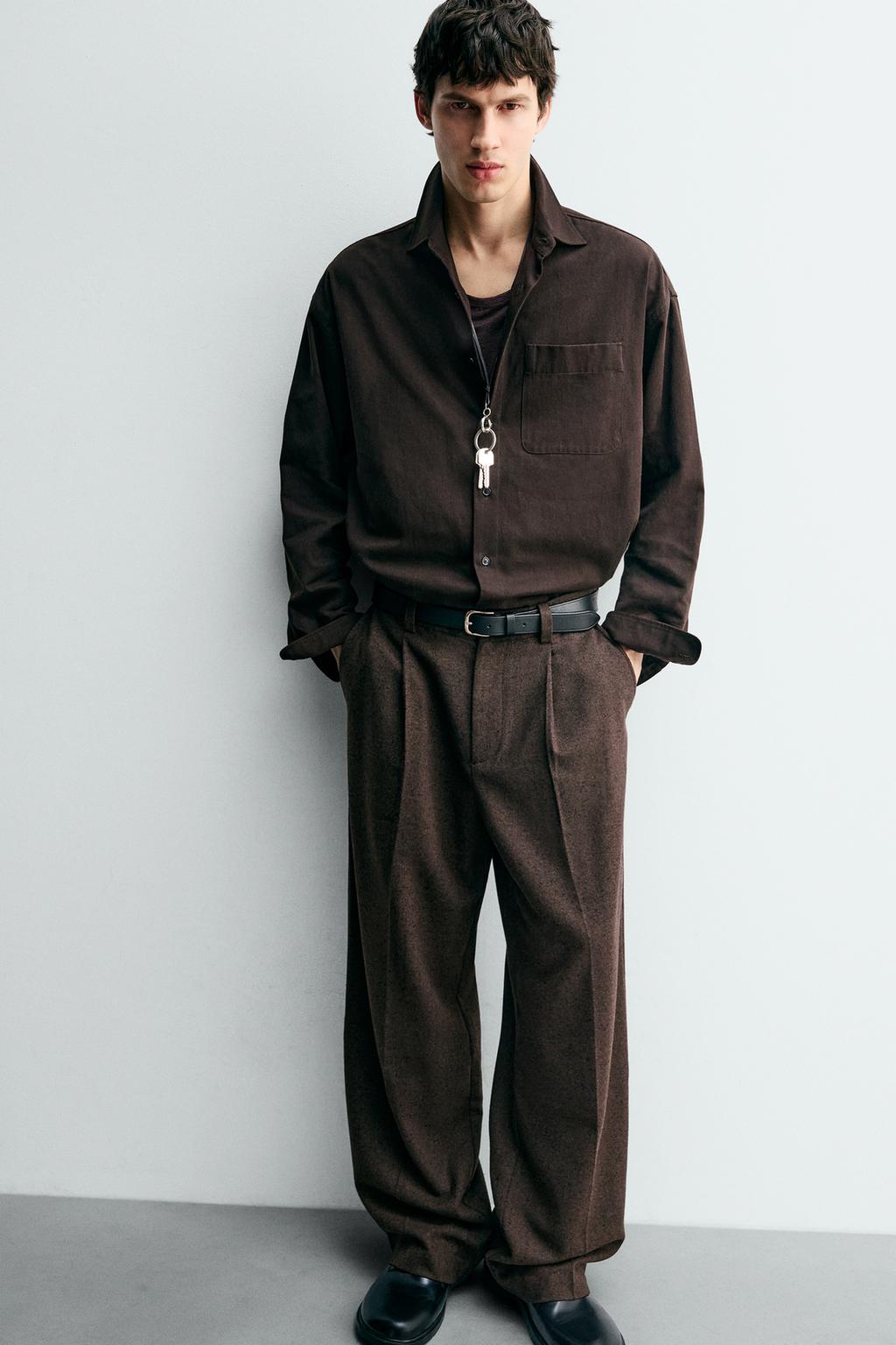 БРЮКИ С ЗАЩИПАМИ И ПУГОВИЦАМИ