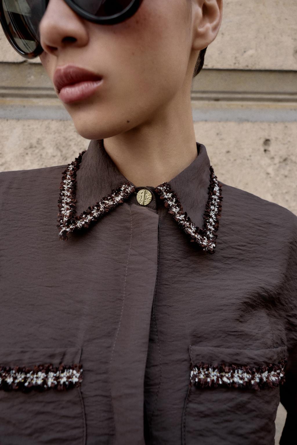 РУБАШКА С ОКАНТОВКОЙ И РЕЛЬЕФНЫМ УЗОРОМ