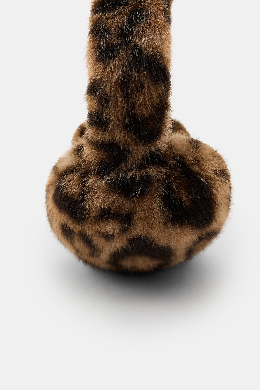 НАУШНИКИ ИЗ ИСКУССТВЕННОГО МЕХА С АНИМАЛИСТИЧЕСКИМ ПРИНТОМ