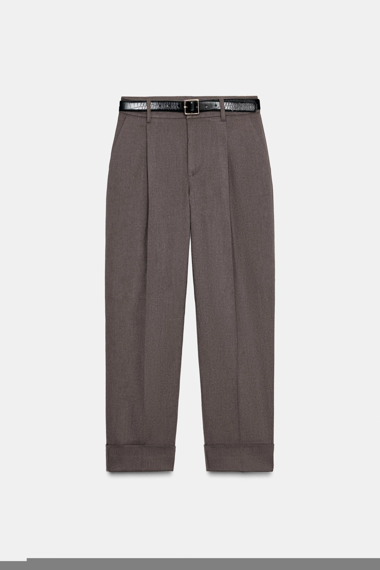 Брюки с подворотами и поясом