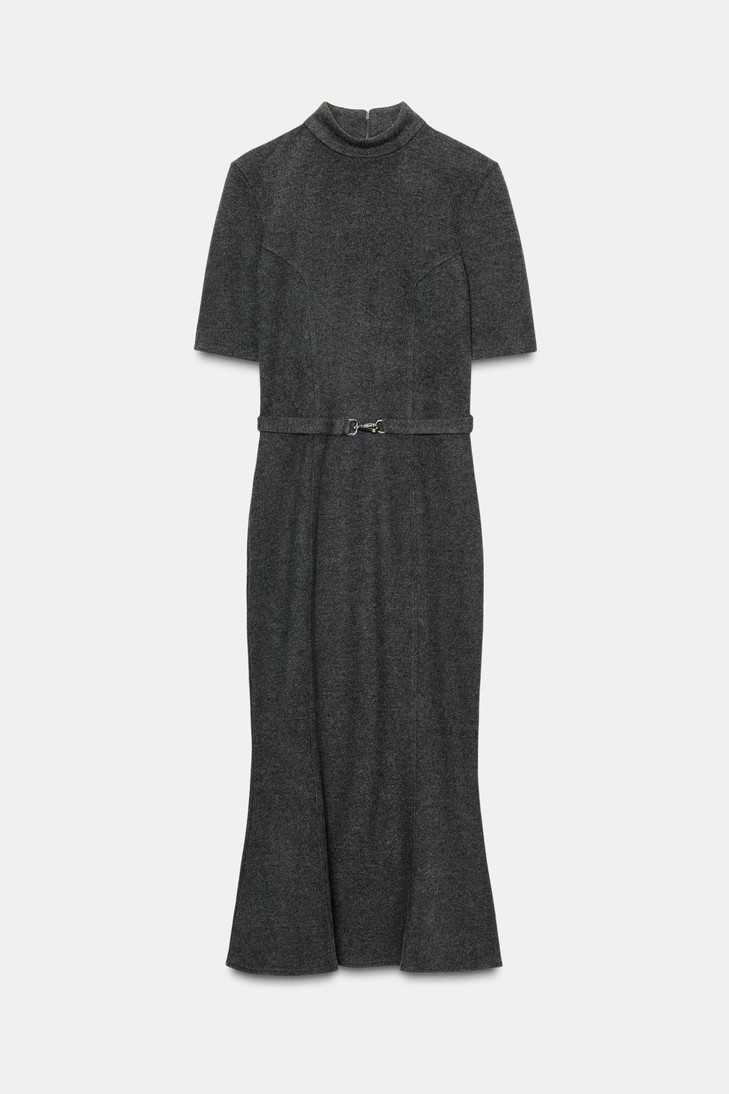 ПЛАТЬЕ ИЗ МЯГКОЙ ТКАНИ С ПОЯСОМ