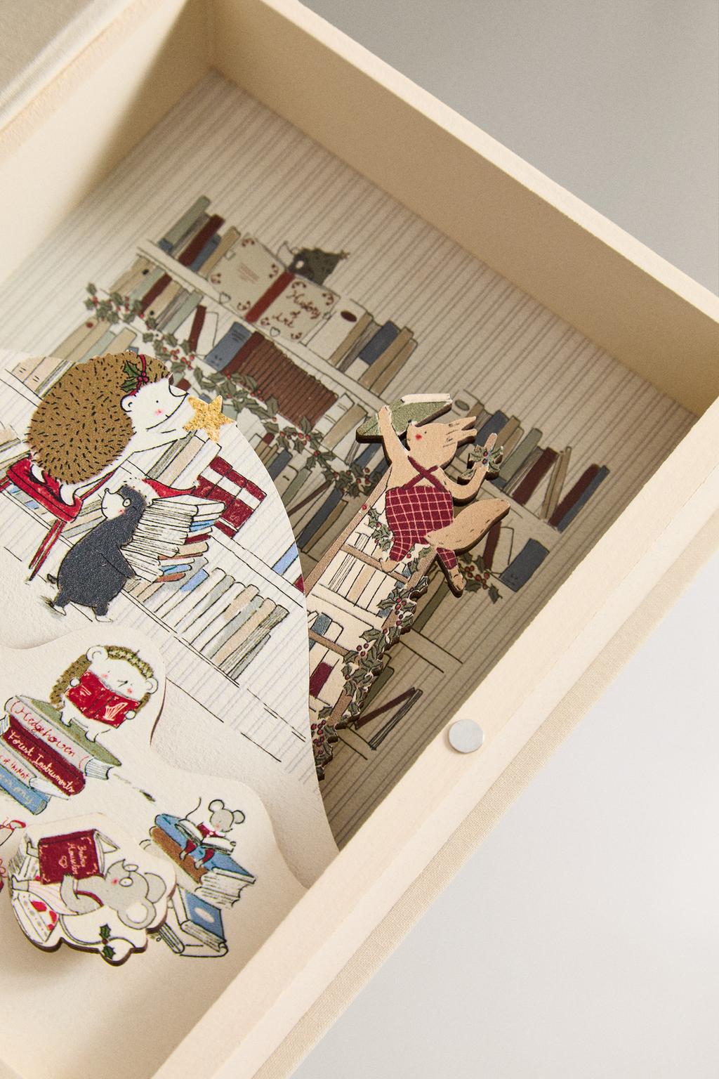 Рождественская музыкальная шкатулка с книжным шкафом