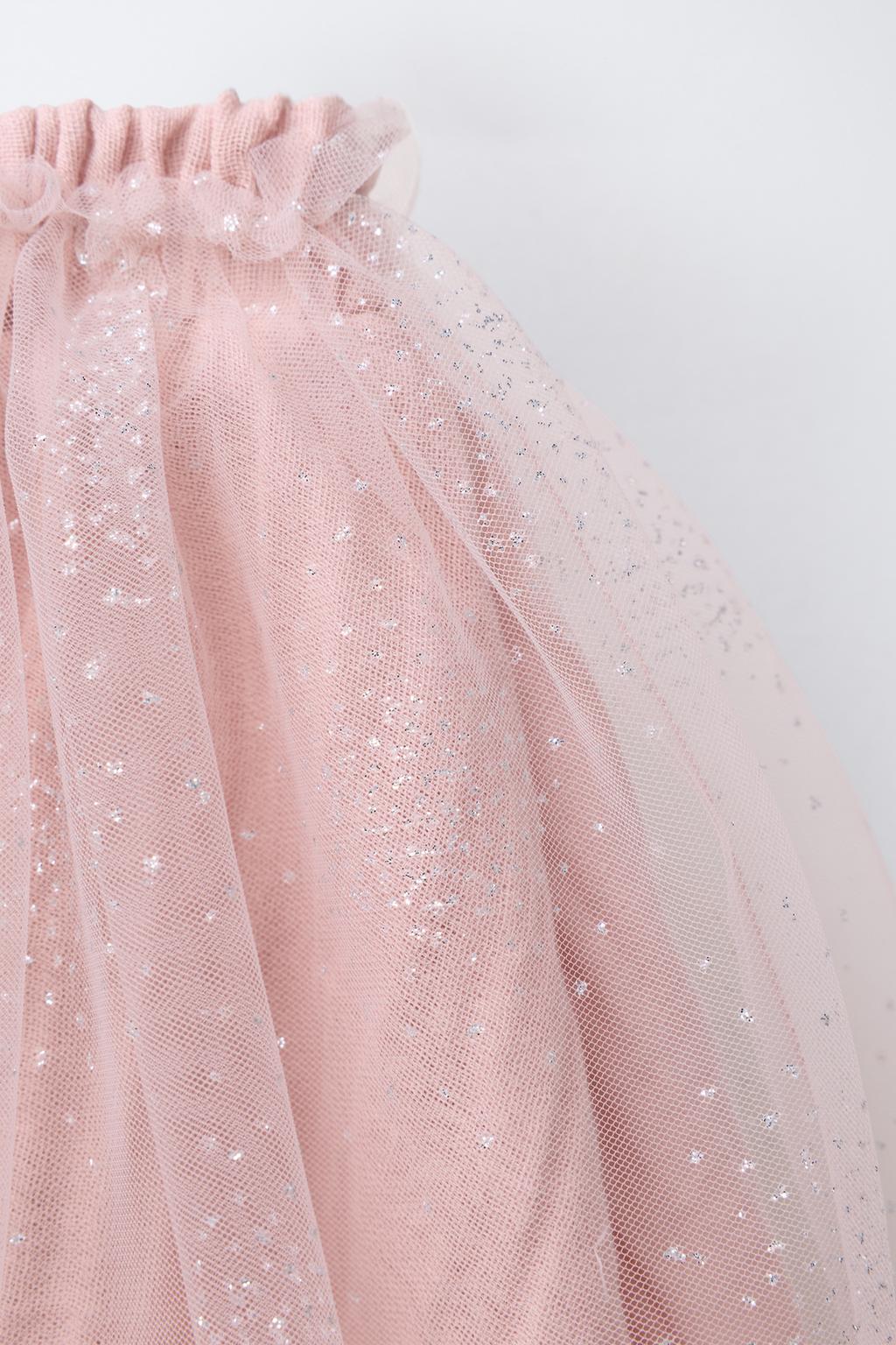 ЮБКА ИЗ ТЮЛЯ С БЛЁСТКАМИ И БАНТОМ