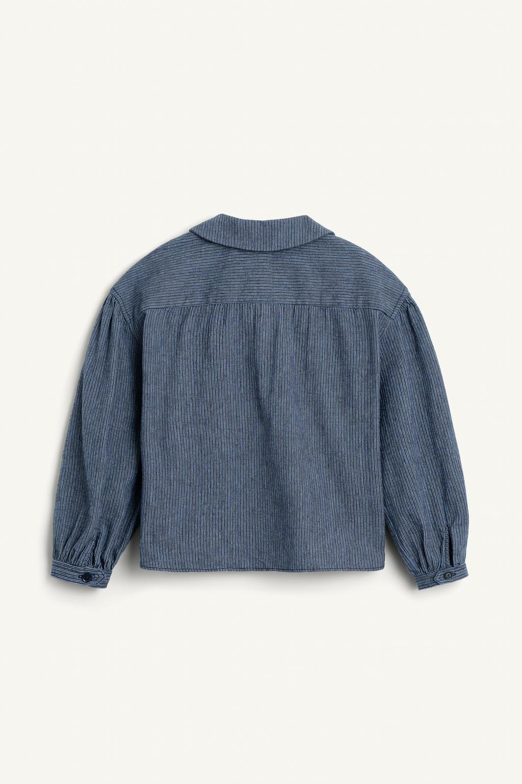 Рубашка в полоску с воротником-петерпан и длинными рукавами с пышными манжетами на пуговицах