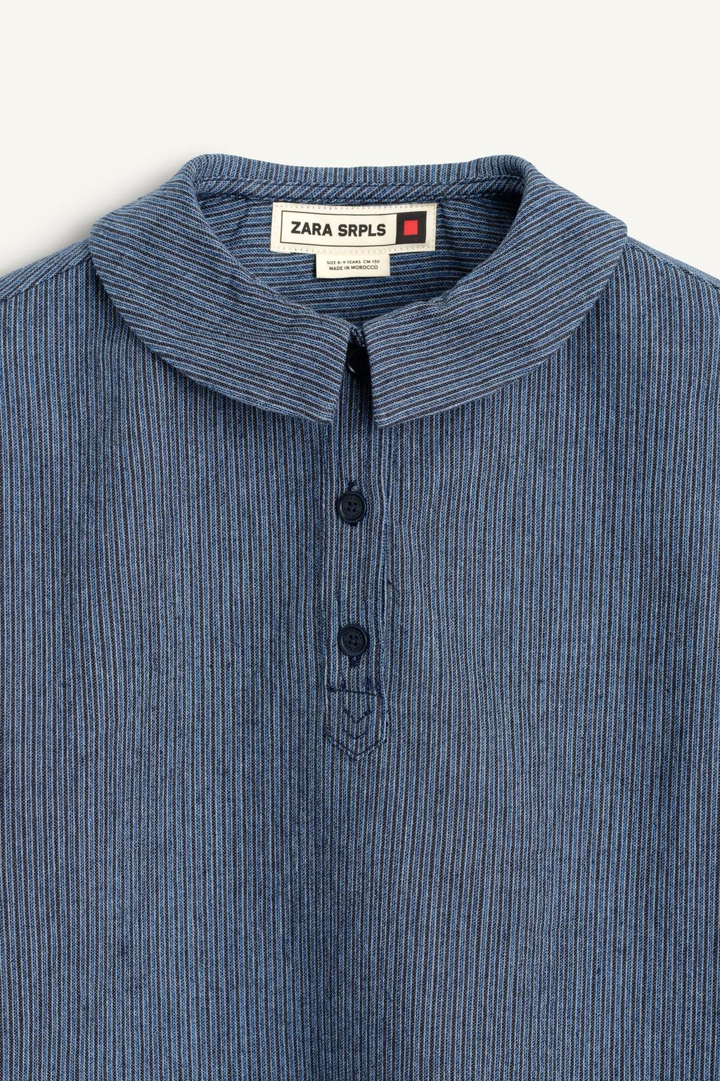 Рубашка в полоску с воротником-петерпан и длинными рукавами с пышными манжетами на пуговицах