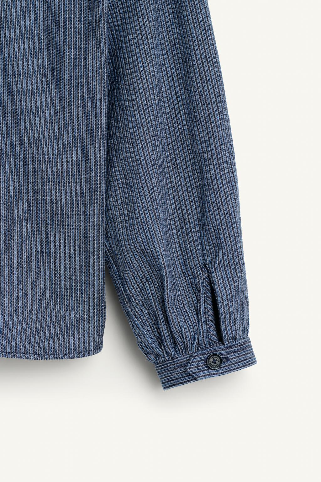 Рубашка в полоску с воротником-петерпан и длинными рукавами с пышными манжетами на пуговицах