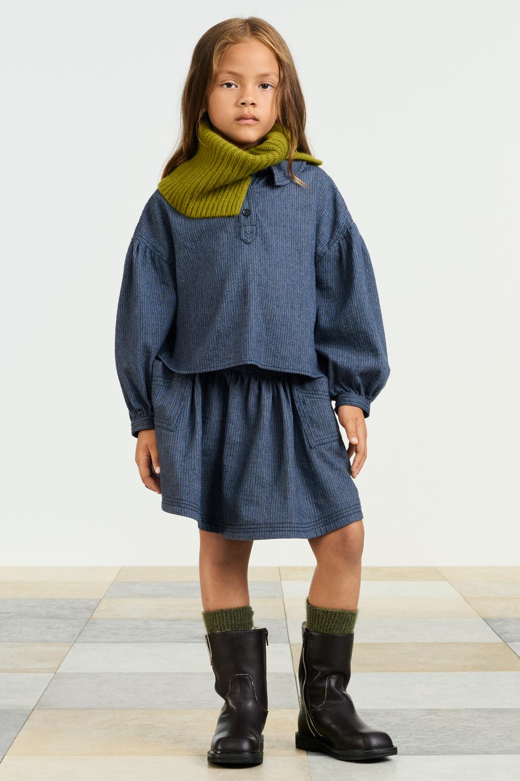 Рубашка в полоску с воротником-петерпан и длинными рукавами с пышными манжетами на пуговицах