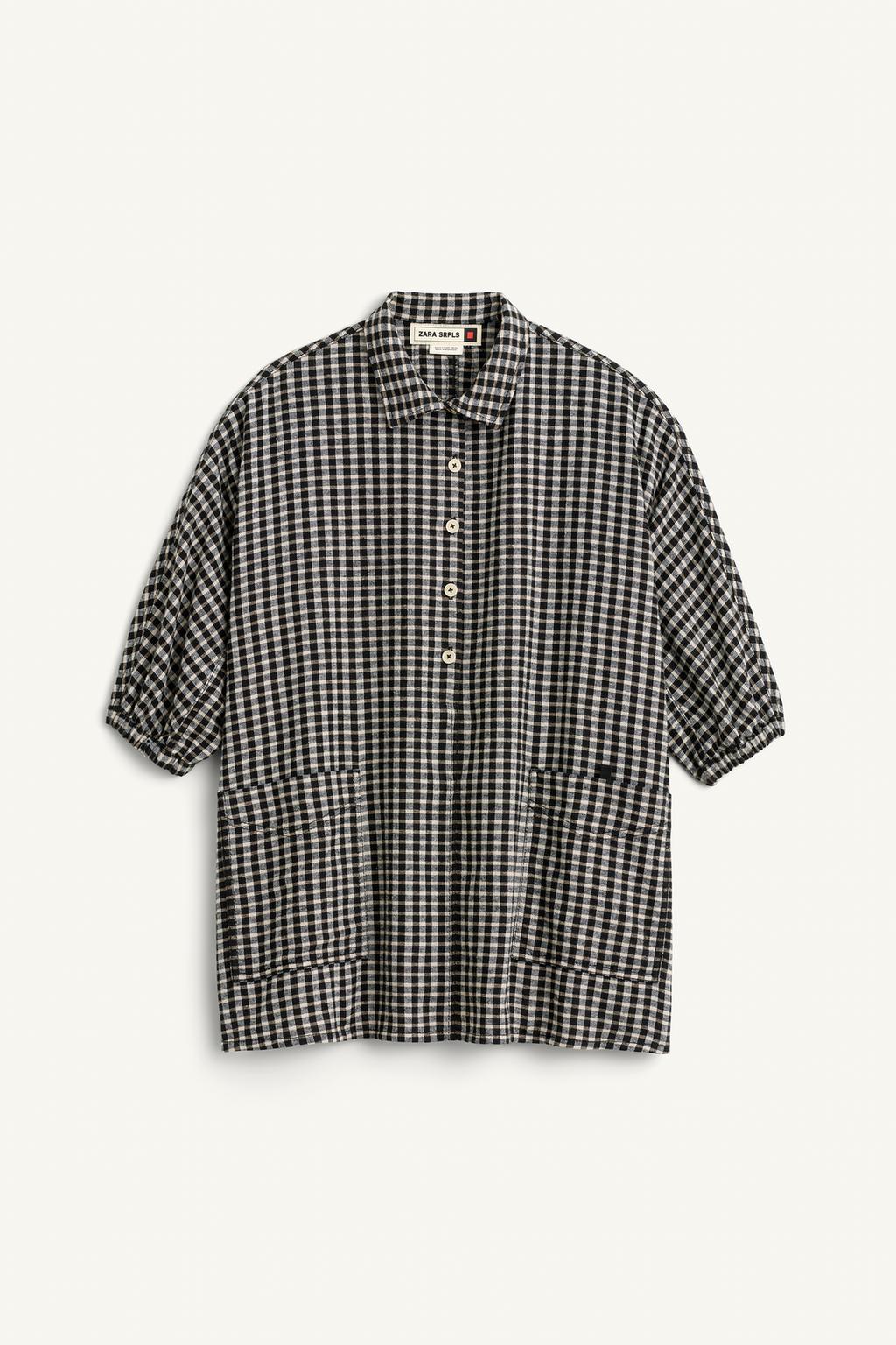 Платье в клетку с рубашечным воротником