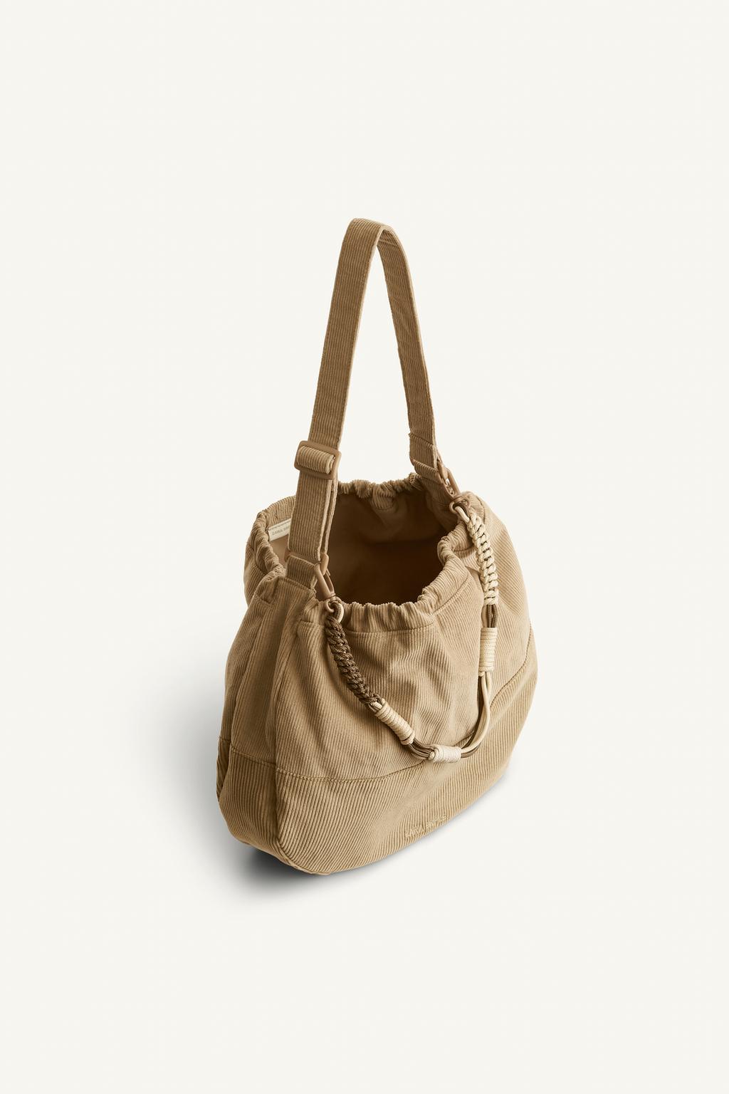 Сумка через плечо с отделкой, напоминающей хлеб, и съемным канатным элементом