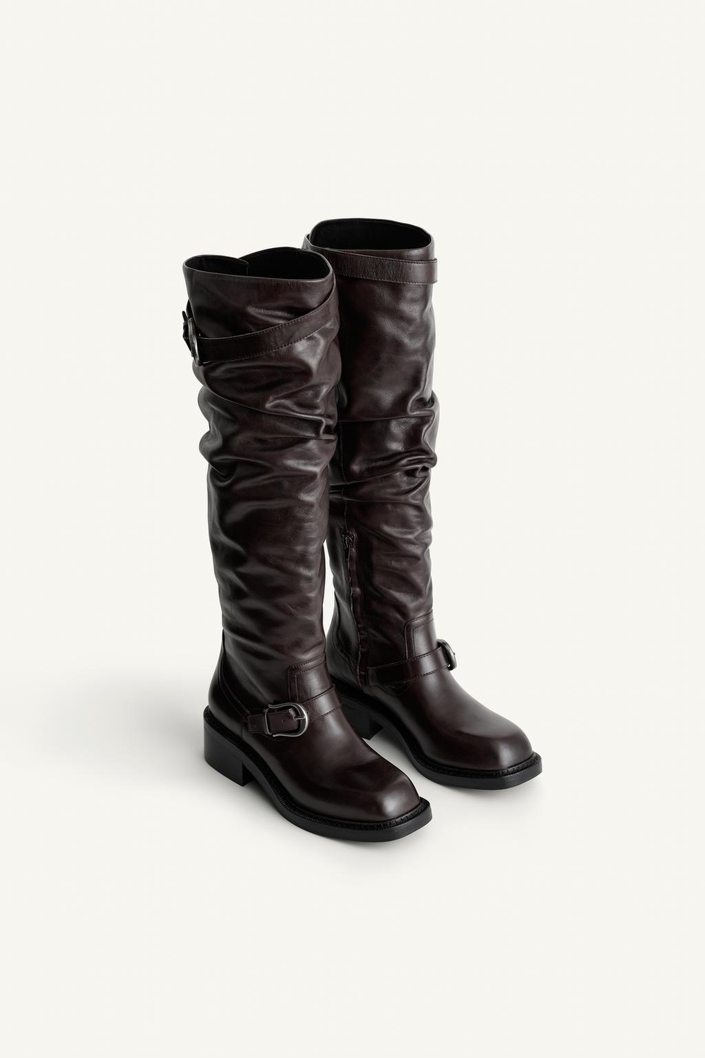 Кожаные сапоги с пряжками