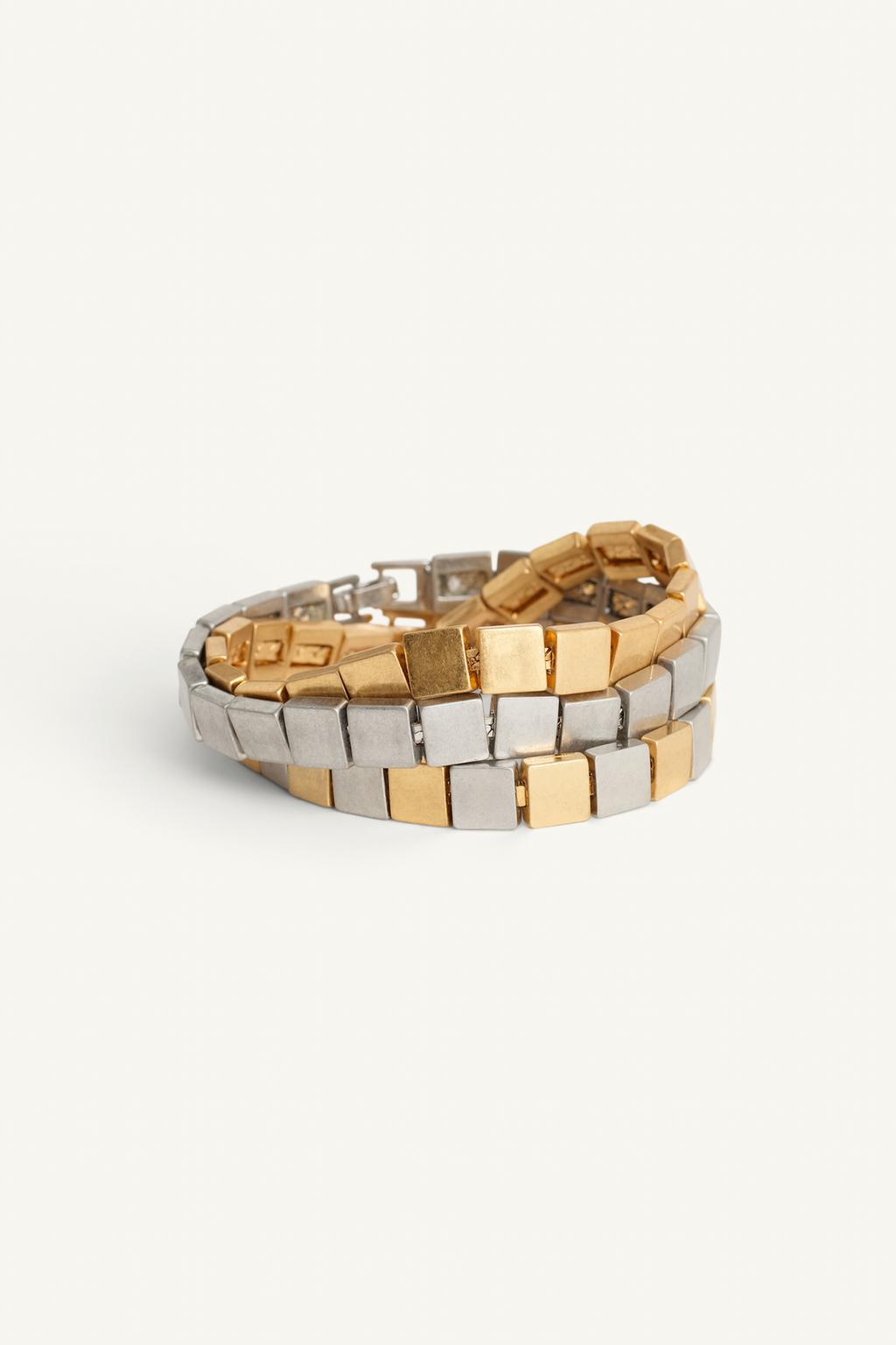 Браслеты zara из металлических бусин в форме кубов