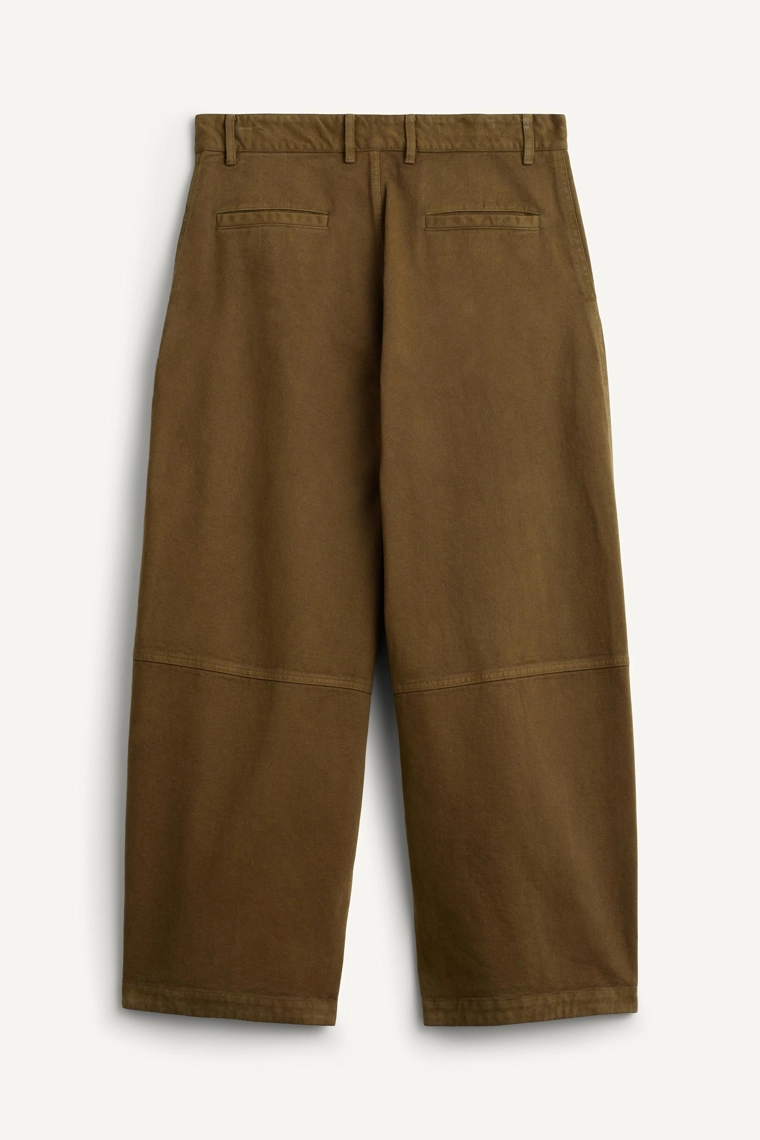 Хаки хлопковые брюки-баллоны