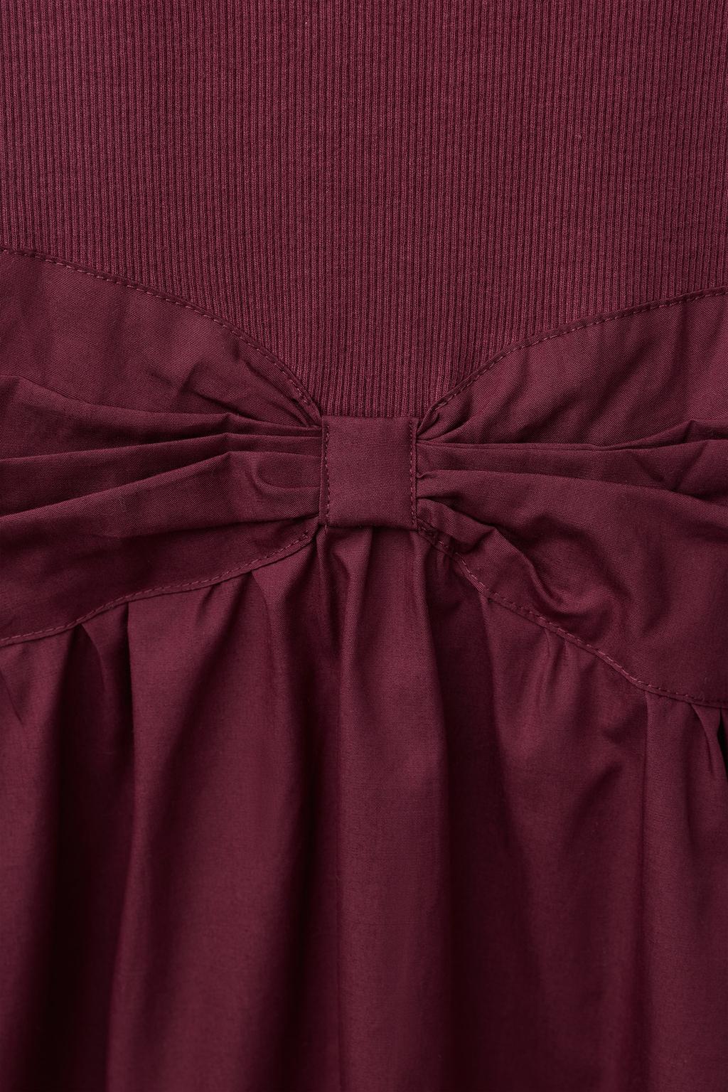 КОМБИНИРОВАННОЕ ПЛАТЬЕ В РУБЧИК С БАНТОМ