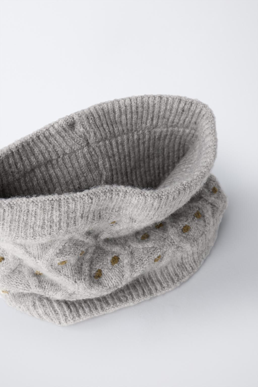 ТРИКОТАЖНЫЙ ШАРФ-СНУД В ГОРОШЕК