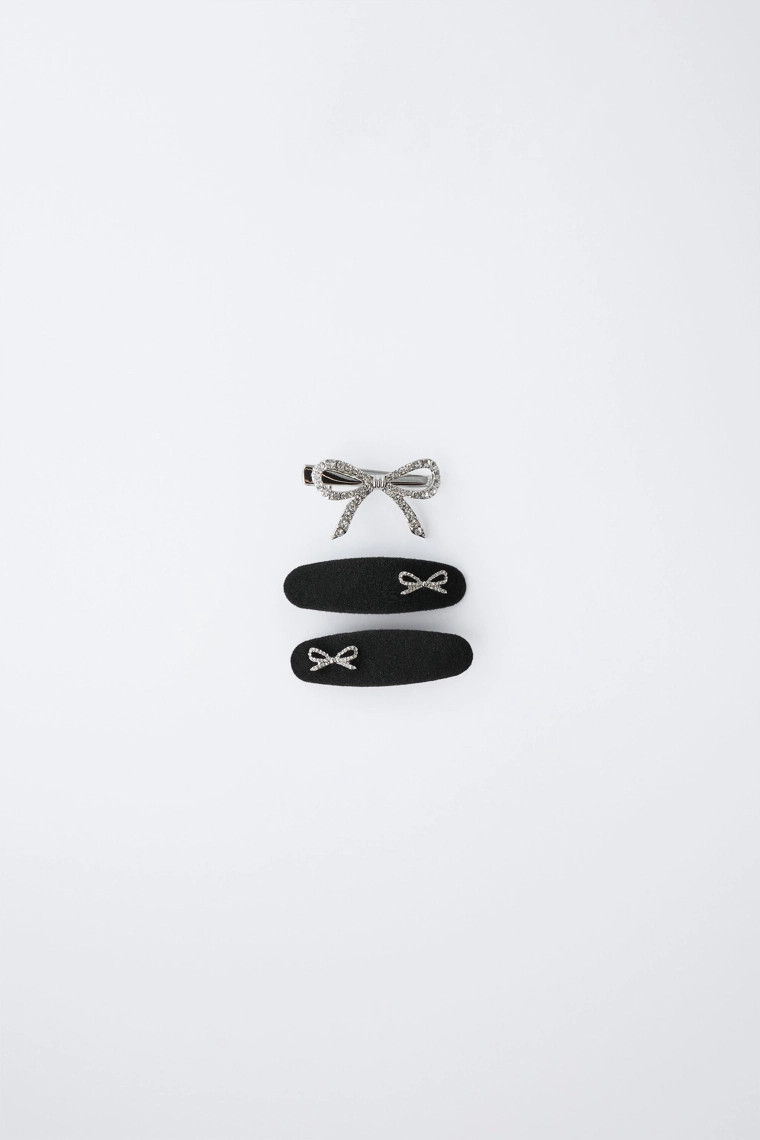 Набор из трех блестящих заколок с бантами