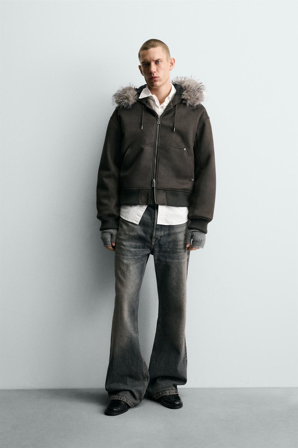 СТЕГАНАЯ КУРТКА С ЭФФЕКТОМ ЗАМШИ