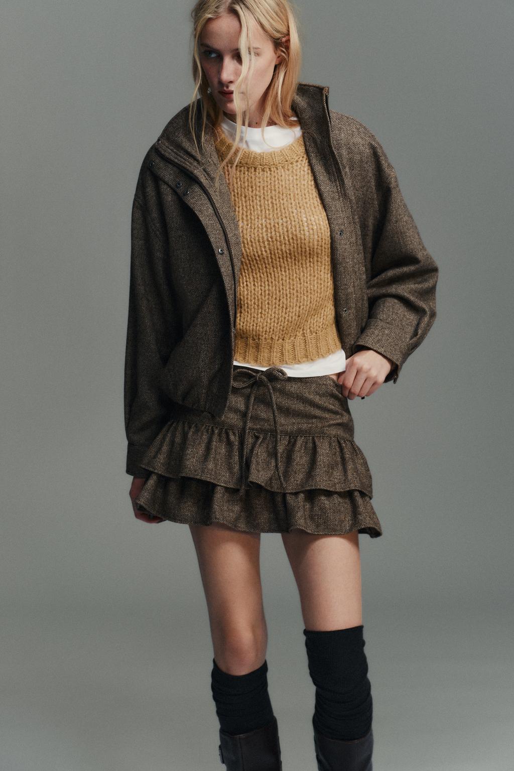 КУРТКА В ЕЛОЧКУ ИЗ СМЕСОВОЙ ШЕРСТИ