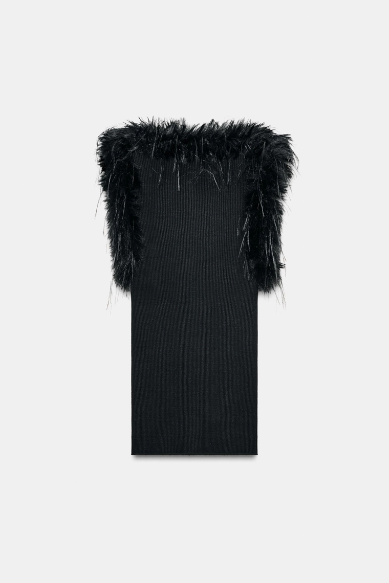 Топ из искусственного меха ребристый