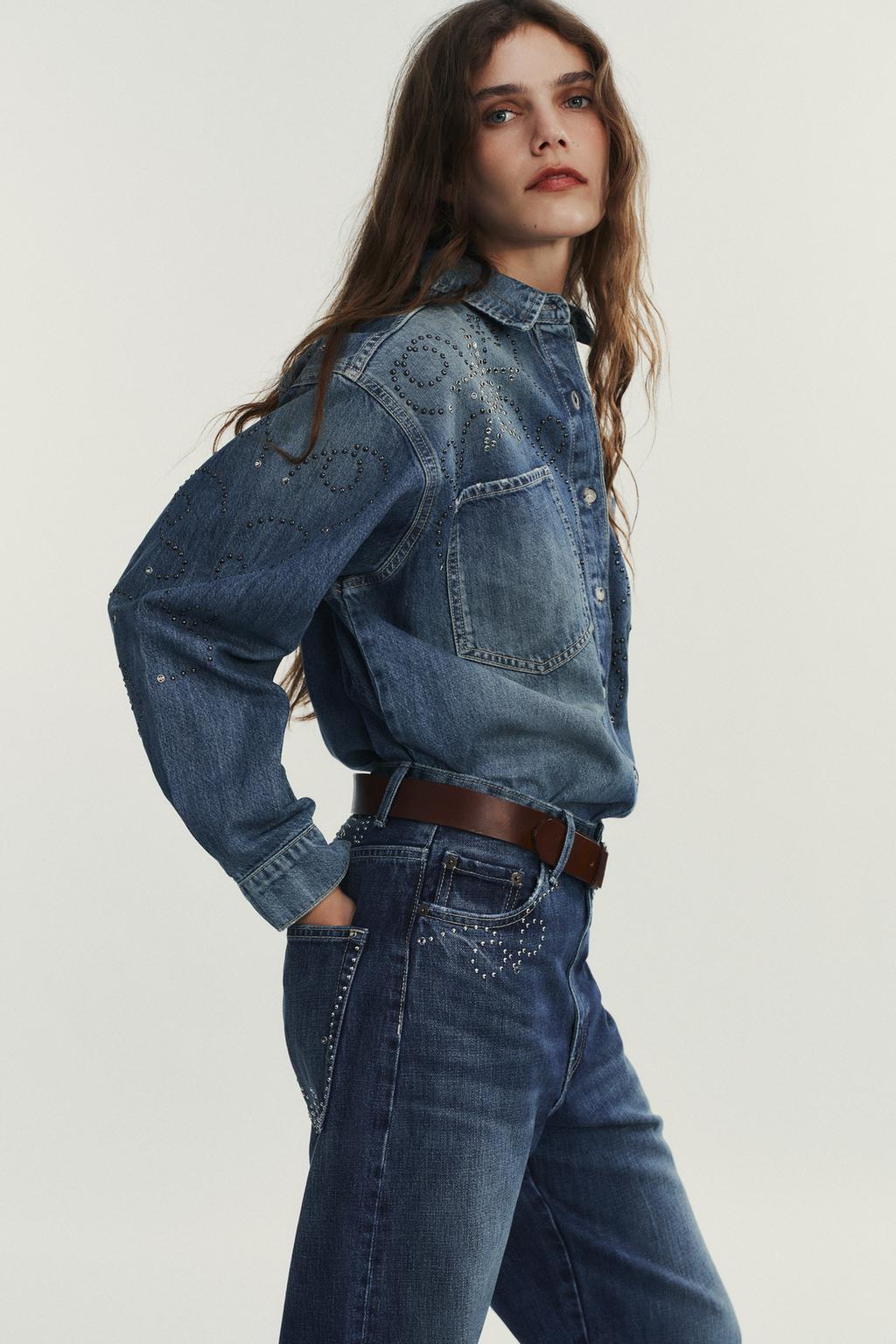 ДЖИНСОВАЯ РУБАШКА С ЗАКЛЕПКАМИ
