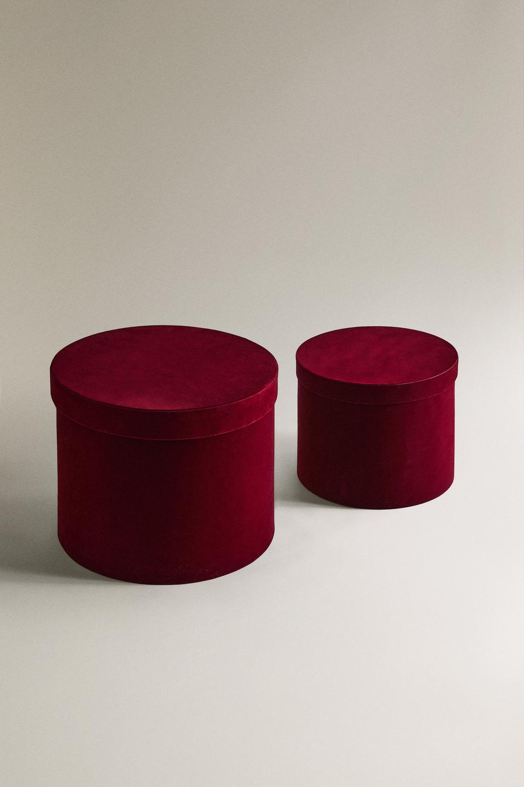 Вельветовая круглая рождественская коробка