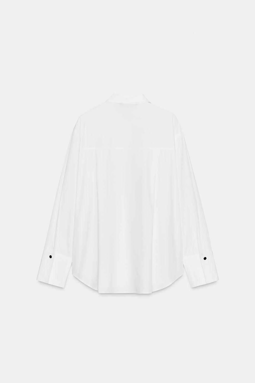 РУБАШКА ИЗ ПОПЛИНА С БУСИНАМИ НА ПЛАНКЕ