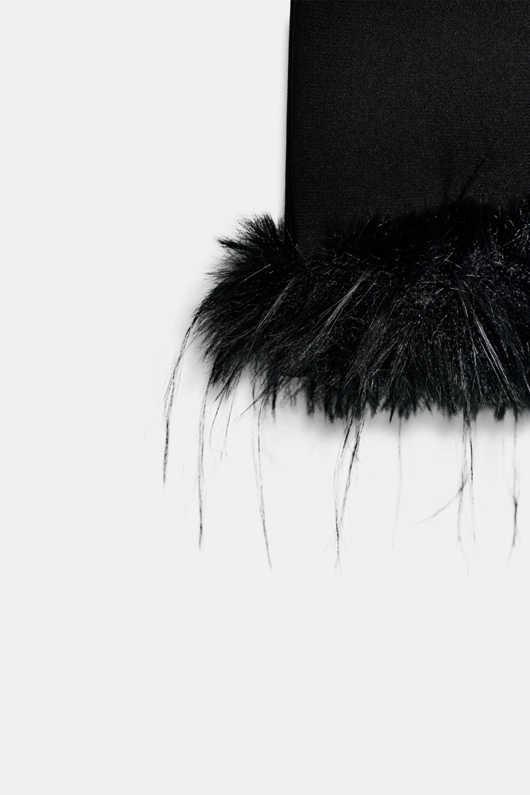 Брюки-клеш с подолом из искусственного меха zara