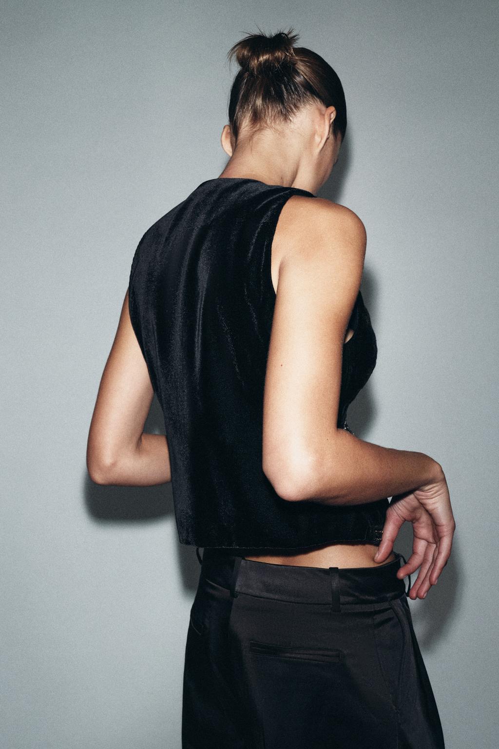 БАРХАТНЫЙ ЖИЛЕТ С ВЫШИВКОЙ — ZW COLLECTION