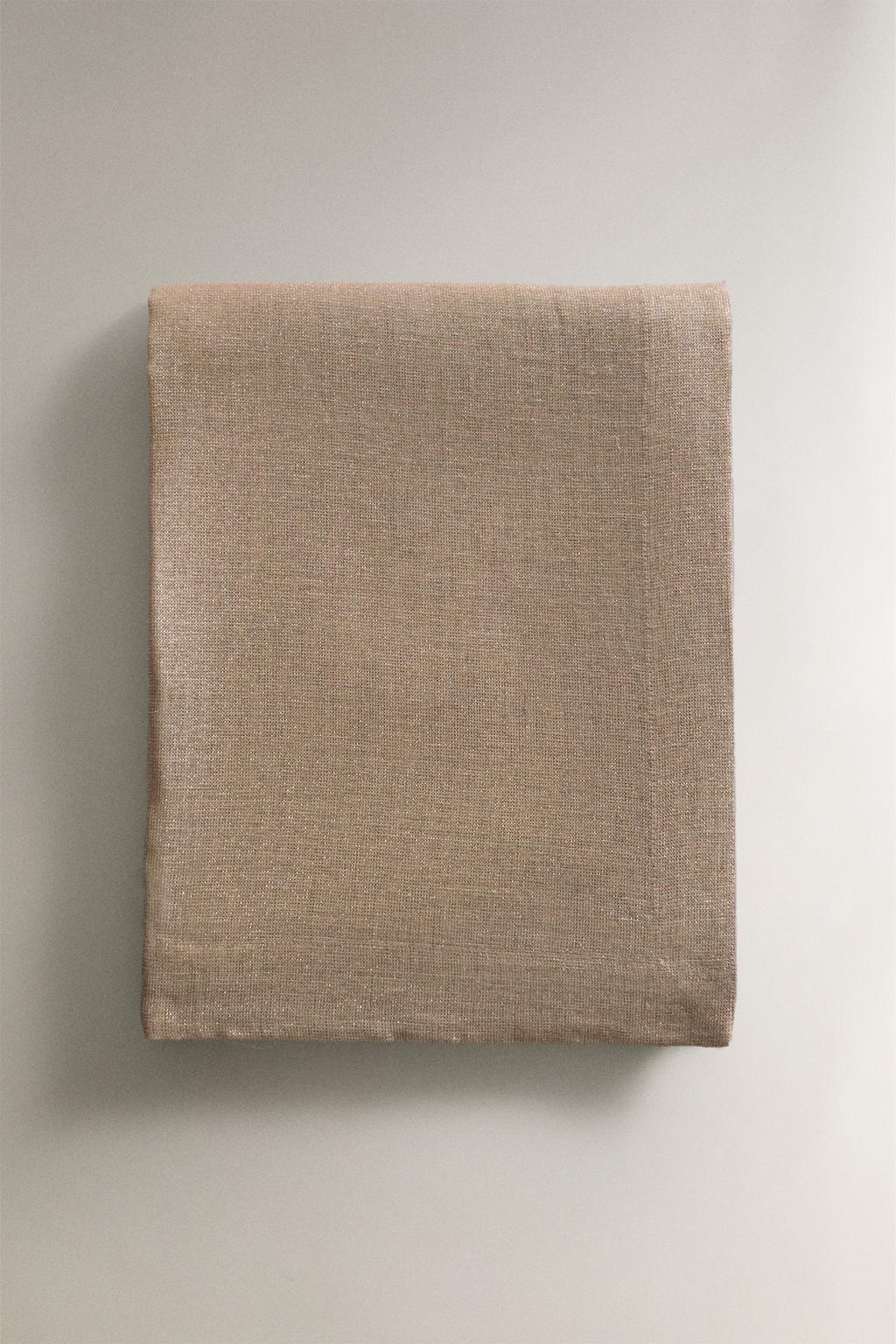 Льняная рождественская скатерть с металлической нитью