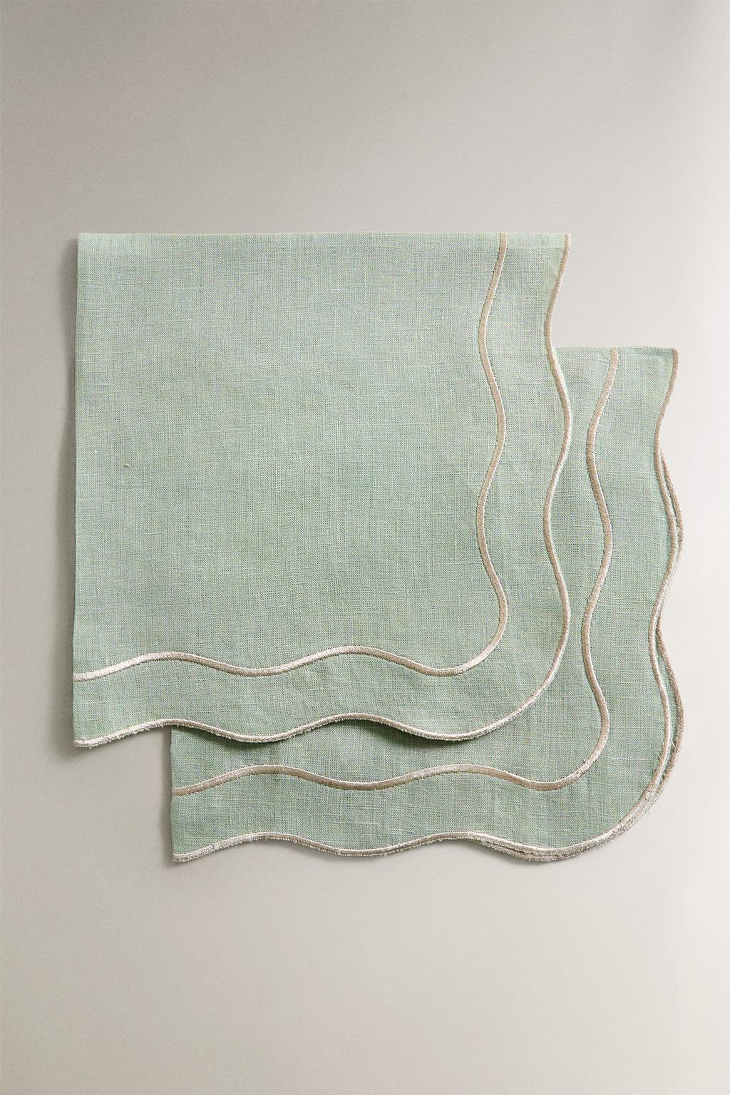 Набор льняных рождественских салфеток с деталями из нитей (набор из 2 штук)