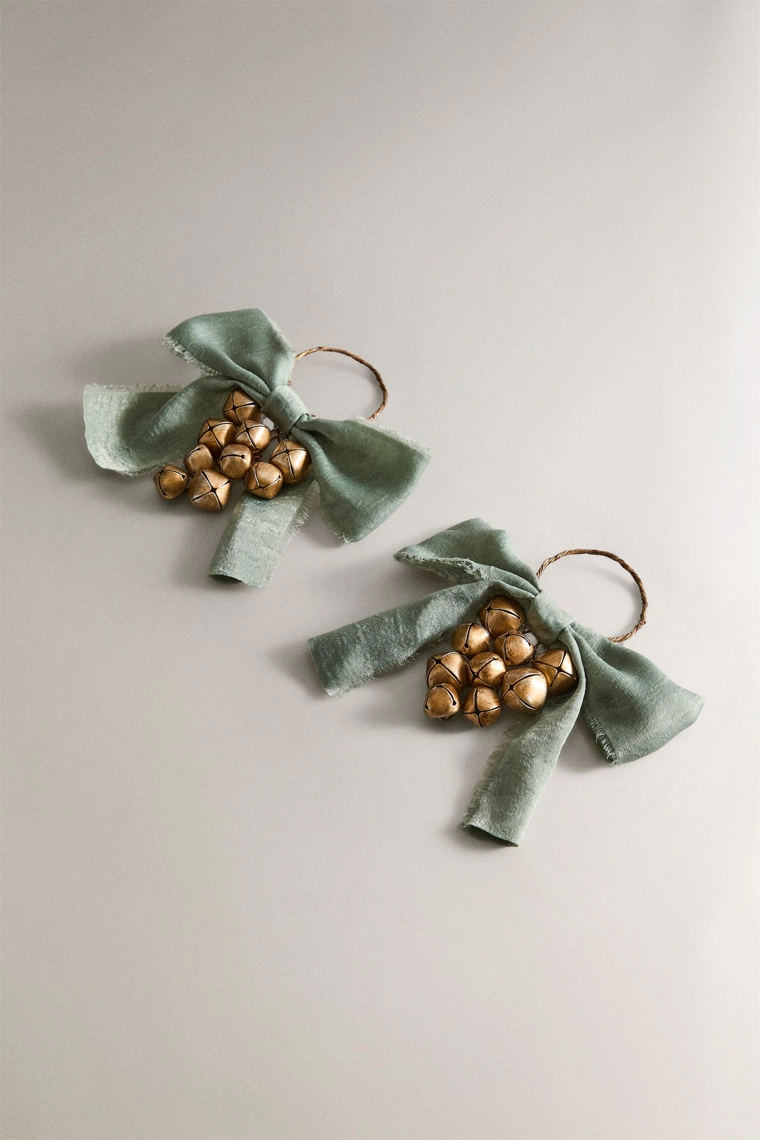 Набор рождественских кольц для салфеток с колокольчиками (2 штуки)