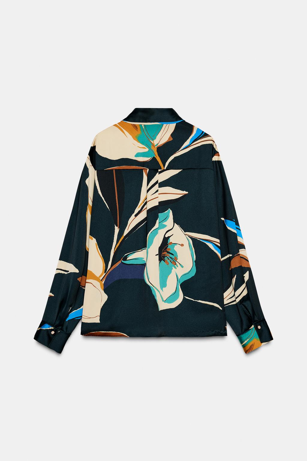 РУБАШКА СТРУЯЩЕГОСЯ КРОЯ С ПРИНТОМ