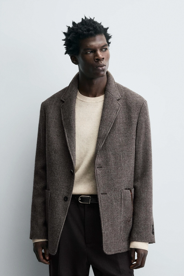 Приталенный пиджак limited edition из 100% шерсти с текстурой