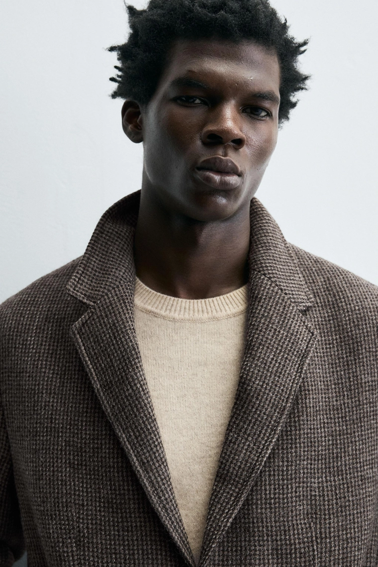 Приталенный пиджак limited edition из 100% шерсти с текстурой