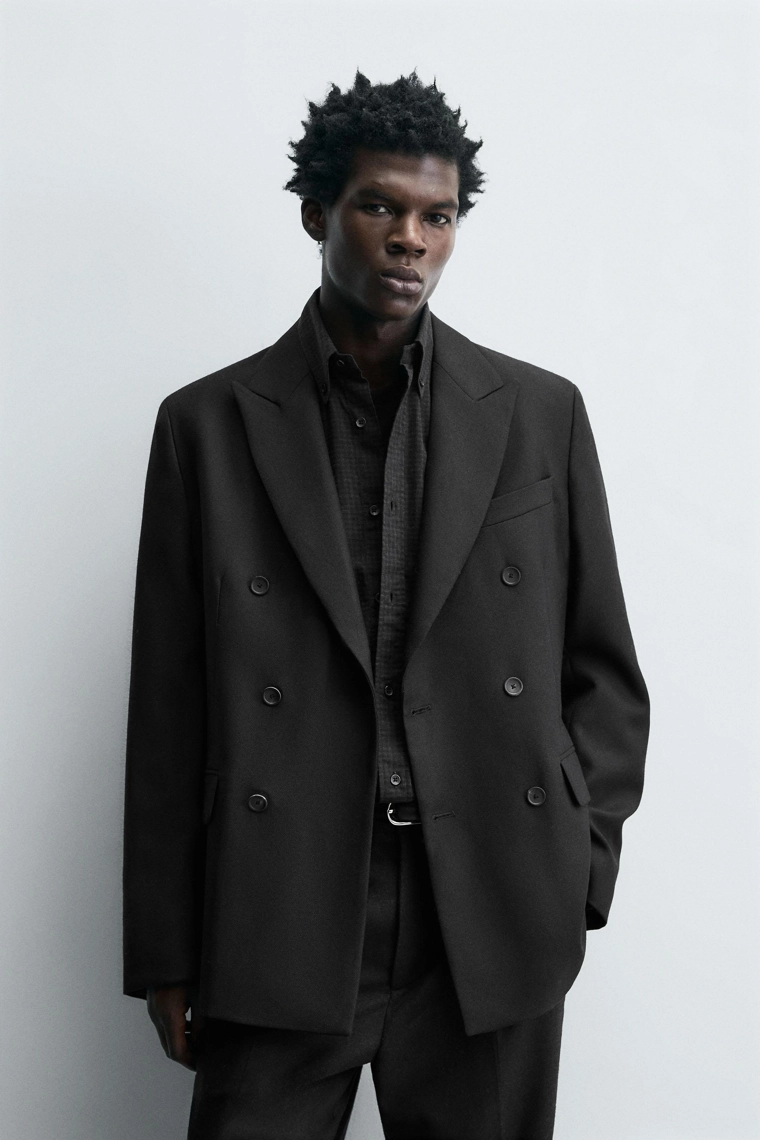 Приталенный пиджак limited edition из шерстяной смеси с двубортной застежкой