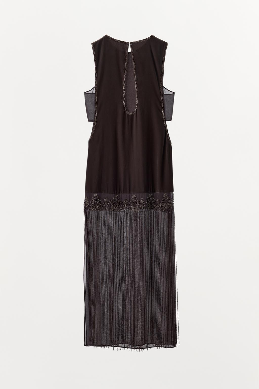 КОМБИНИРОВАННОЕ ПЛАТЬЕ ИЗ БАРХАТА С БИСЕРОМ И БАХРОМОЙ