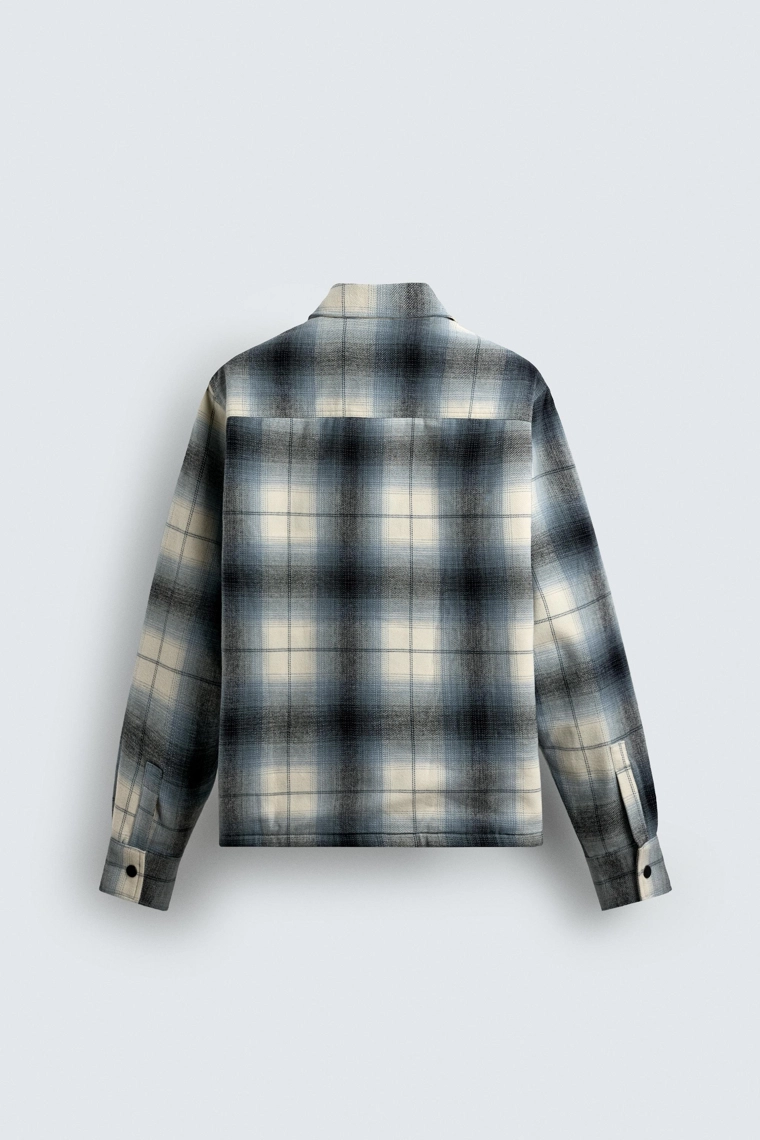 Рубашка-овершерт в клетку с контрастной подкладкой из искусственного меха