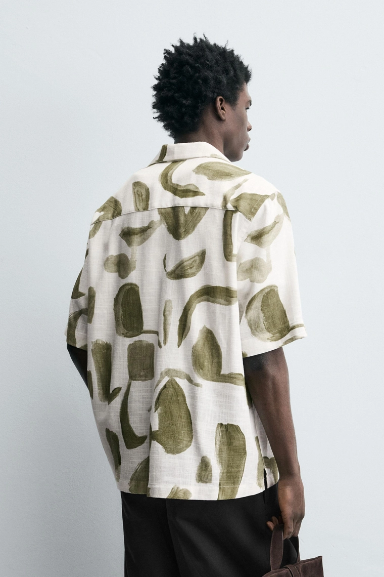 Рубашка с принтом из вискозы/лен