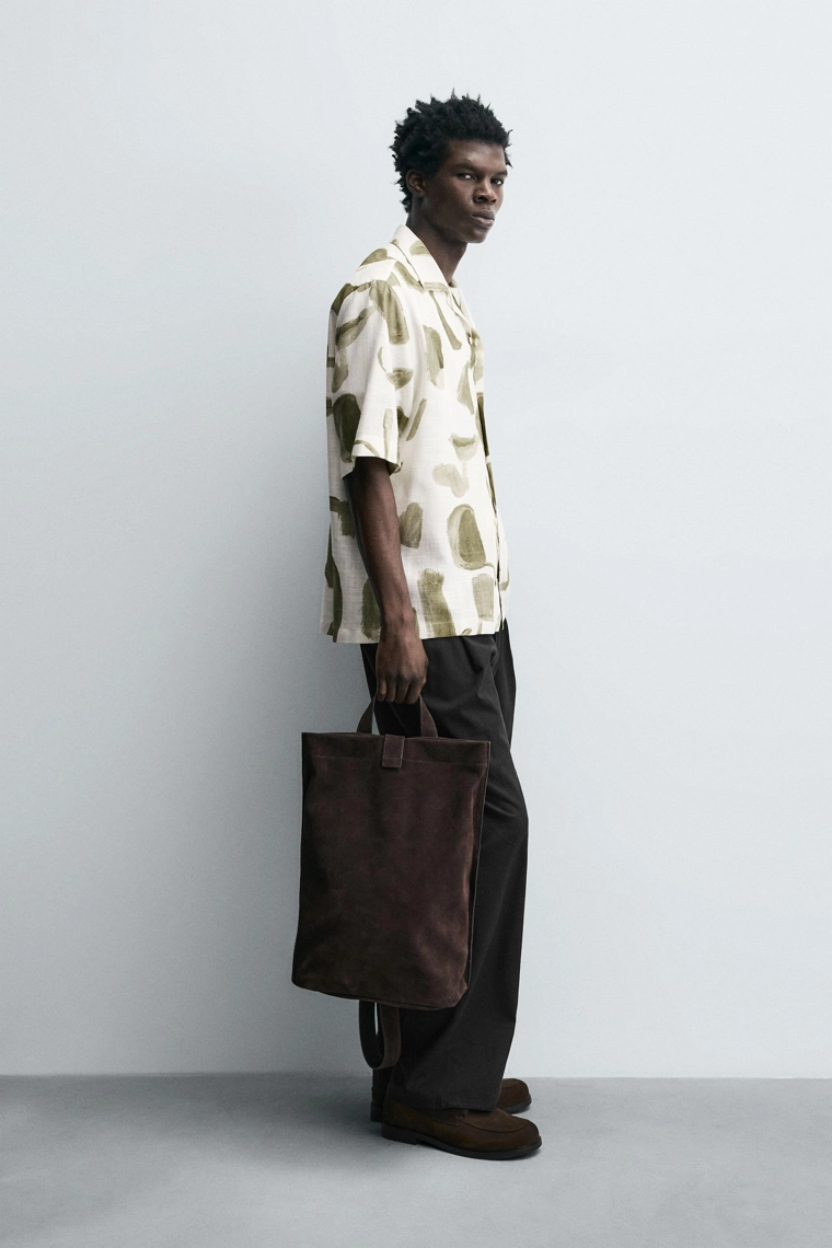 Рубашка с принтом из вискозы/лен