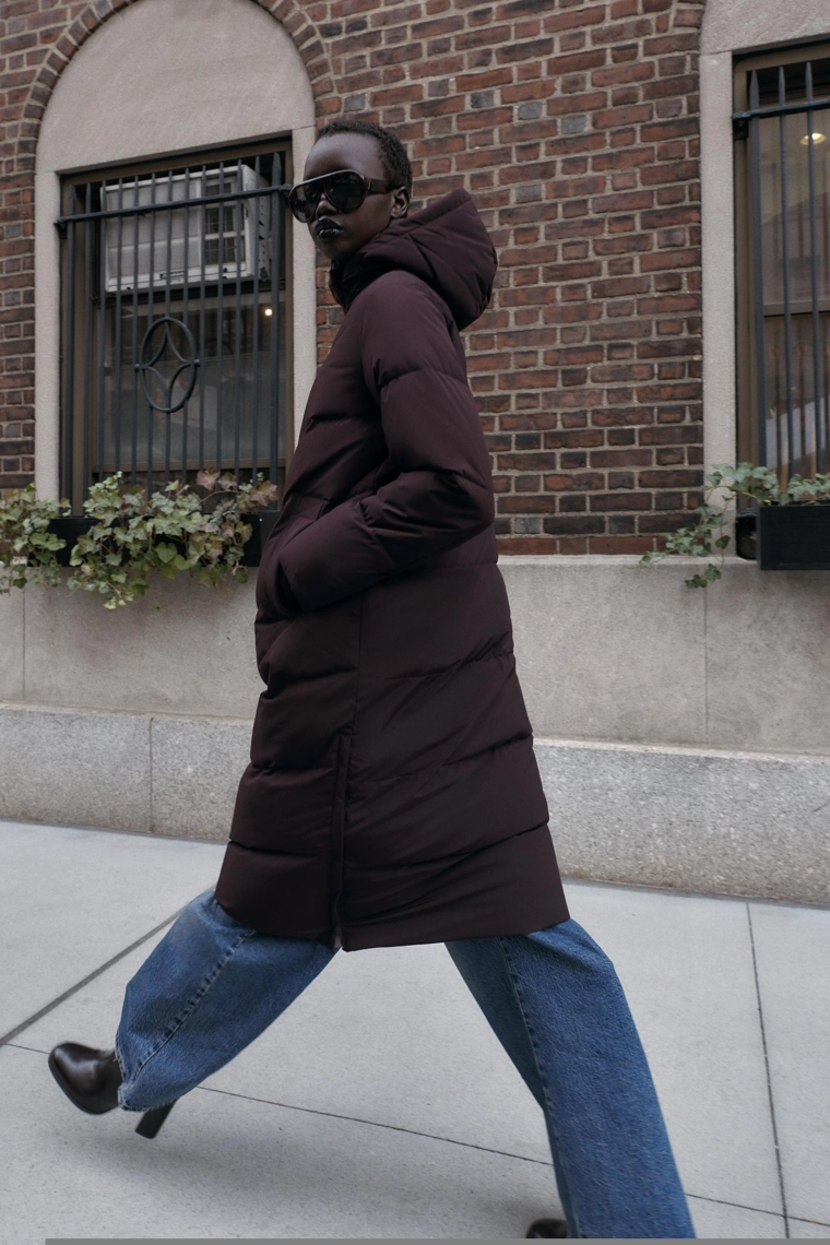 Длинный пуховик с водоотталкивающей и ветрозащитной отделкой