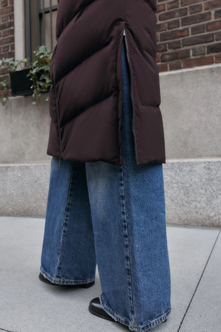 Длинный пуховик с водоотталкивающей и ветрозащитной отделкой